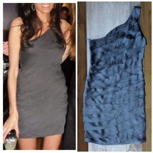 HAUTE HIPPIE silk one-shoulder tiered dress